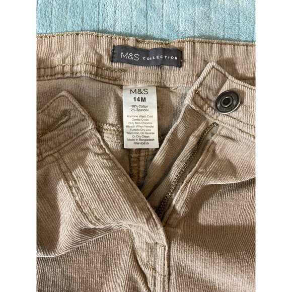 MS Collection Womens Corduroy Pants Size 14M Beige  Pockets Tapered Let Preppy - Picture 3 of 8